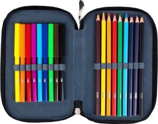 Dwukomorowy piórnik z wyposażeniem w jednorożce St.Right