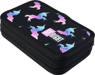 Dwukomorowy piórnik z wyposażeniem w jednorożce St.Right