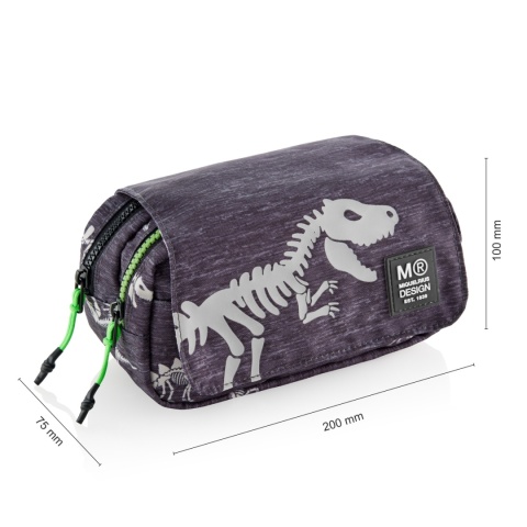 Świecący w ciemności piórnik szkolny z klapką dinozaur Apli Miquelrius - wymiary