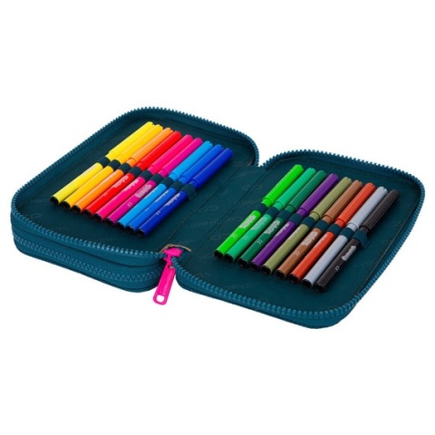 Podwójny pórnik szkolny z wyposażeniem w kwiaty Coolpack Jumper 2 Sunny Day z pisakami