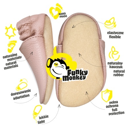 Paputki skórzane z kauczukową podeszwą - Kotek - kwarc z cappucino