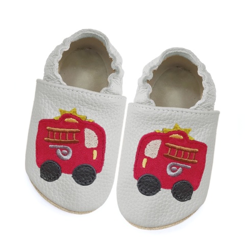 Paputki skórzane z kauczukową podeszwą Straż Pożarna - popielate