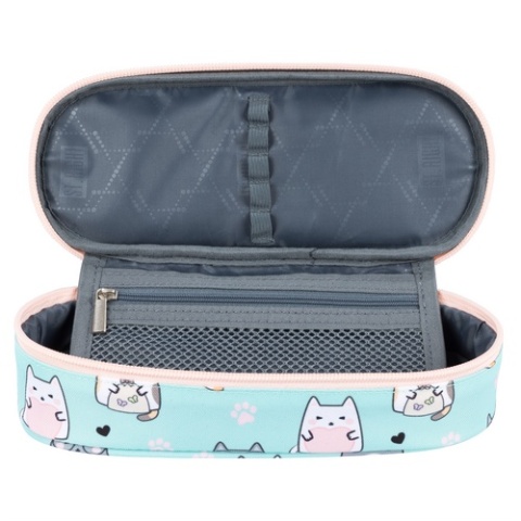 Piórnik szkolny saszetka usztywniona w kotki Charming Cats St.Right w środku