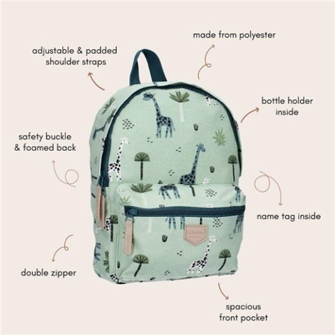 Zielony plecak dla dzieci w żyrafy Kidzroom