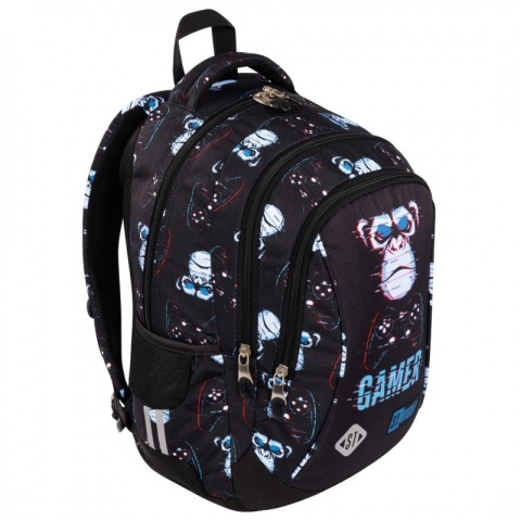 Plecak szkolny 3-komorowy Blue Gamer St.Right Majewski od boku