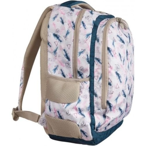 Plecak szkolny w piórka boho Bambimo Majewski od boku