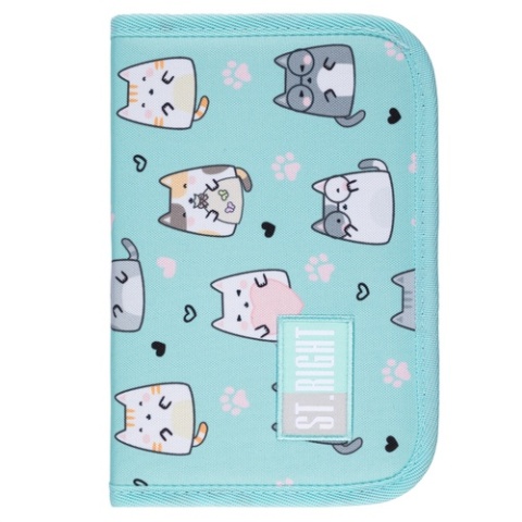 Rozkładany piórnik dwukomorowy bez wyposażenia w koty St.Right