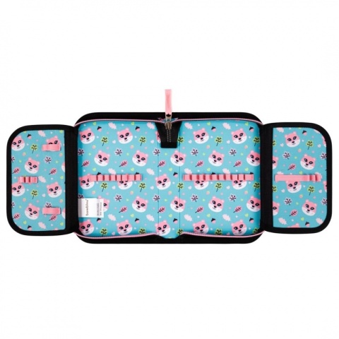 Piórnik dwukomorowy bez wyposażenia z wiewiórką po rozłożeniu