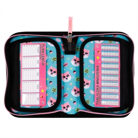 Rozkładany piórnik dwukomorowy bez wyposażenia z wiewiórką w środku