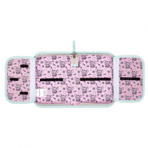 Piórnik dwukomorowy bez wyposażenia z myszką St.Right po rozłożeniu