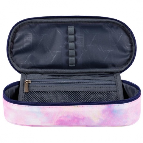 Różowy piórnik szkolny saszetka usztywniona Pink Sky St. Right w środku