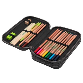 Szary piórnik dwukomorowy z wyposażeniem Coolpack Jumper 2