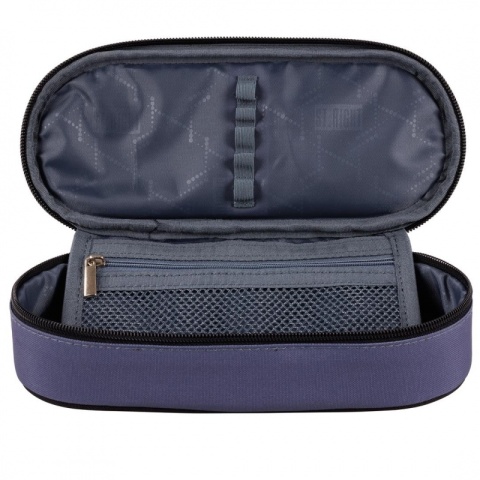 Szary piórnik szkolny saszetka usztywniona Grey Ombre St.Right w środku