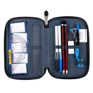 Trzykomorowy piórnik szkolny z wyposażeniem St.Right K-Pop Lover