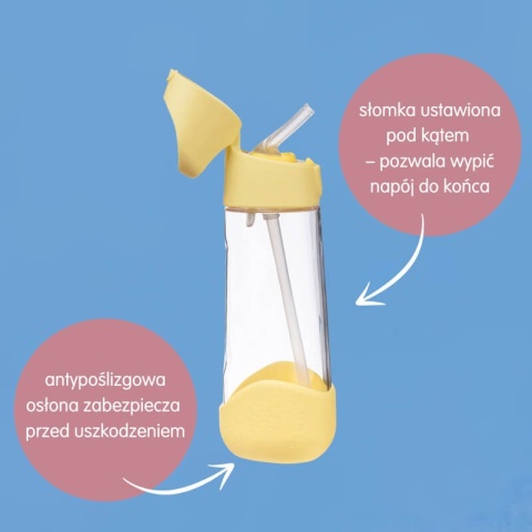 Bidon tritanowy b.box 600ml ze słomką - Lemon Twist otwarty