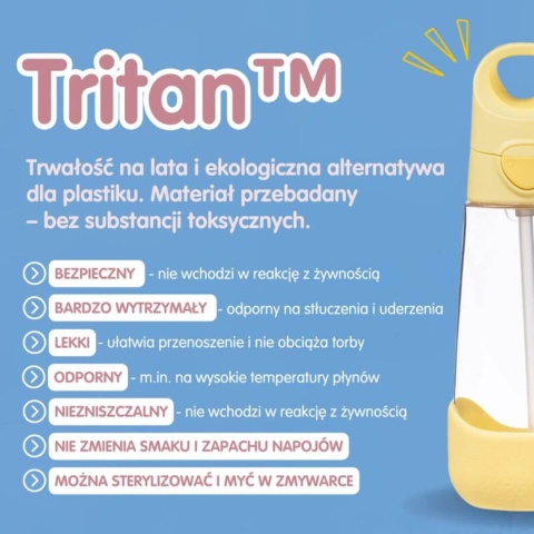 Bidon tritanowy b.box 600ml ze słomką - Lemon Twist zalety