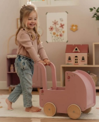 Drewniany wózek dla lalek Little Dutch z pościelą