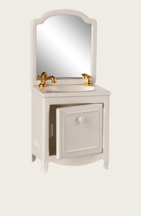 Meble dla myszki Maileg - biała komoda z umywalką