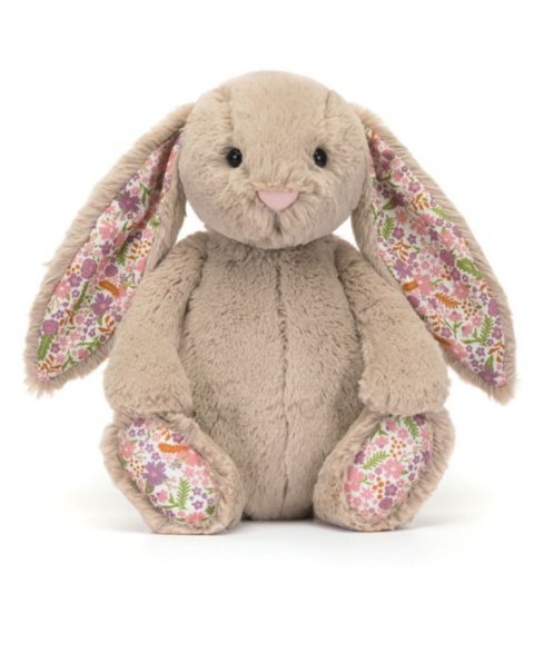 Maskotka Jellycat króliczek z kwiecistymi uszami - 31 cm - beżowy