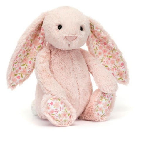 Maskotka Jellycat króliczek z kwiecistymi uszami - 31 cm - pudrowy róż