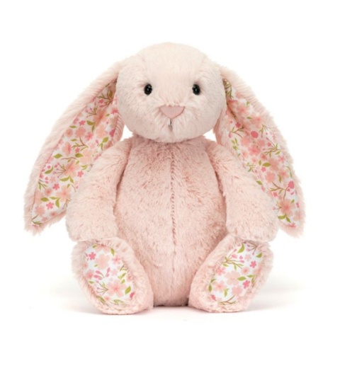 Maskotka Jellycat króliczek z kwiecistymi uszami - 31 cm - pudrowy róż