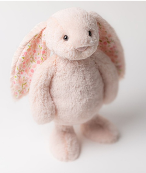 Maskotka Jellycat króliczek z kwiecistymi uszami - 31 cm - pudrowy róż