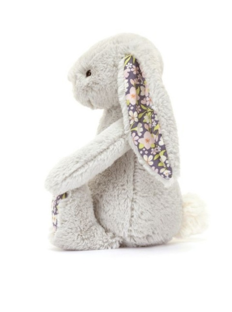 Maskotka Jellycat Króliczek z kwiecistymi uszami - 18 cm - srebrny