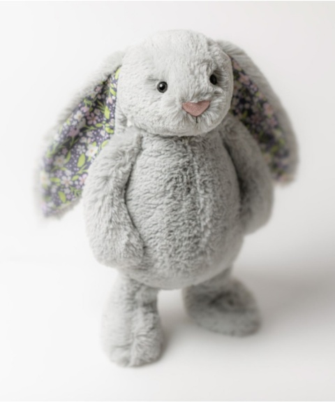 Maskotka Jellycat Króliczek z kwiecistymi uszami - 18 cm - srebrny