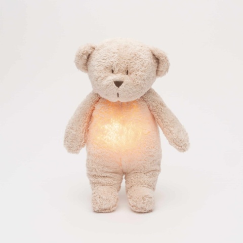 moonie szumiący miś rose organic z włączoną lampką-2