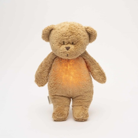 Miś szumiący Moonie Cappuccino z włączoną lampką