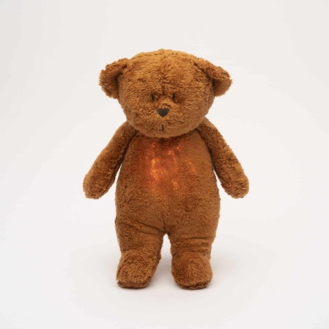 Miś szumiący Moonie Caramel z włączoną lampką