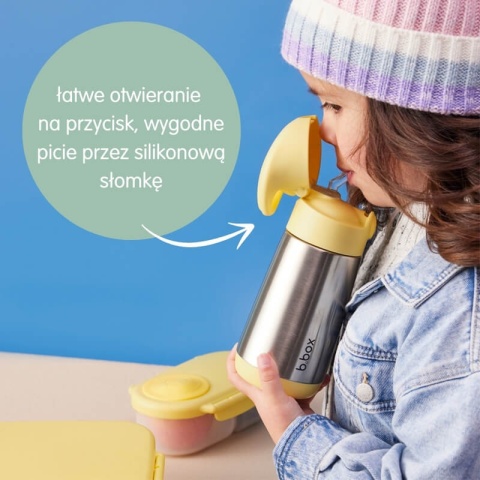 Butelka termiczna - bidon dla dzieci ze słomką B.box - Lemon Twist 350ml proste otwieranie