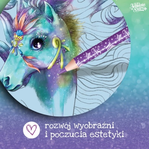 Duży szkicownik z kredkami, szablonami i naklejkami - Nebulous Stars - Konie Ariaz i Joyiaz - rozm. L rozwój wyobraźni
