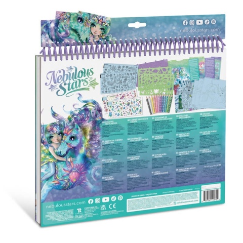 Duży szkicownik z kredkami, szablonami i naklejkami - Nebulous Stars - Konie Ariaz i Joyiaz - rozm. L tył