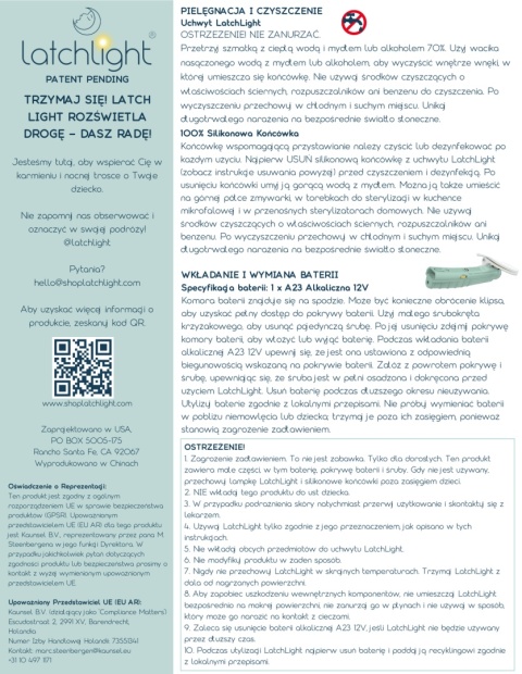 Lampka nocna LatchLight z klipsem i światłem kierunkowym instrukcja użytkowania