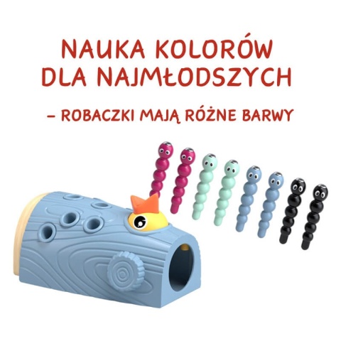 Nakarm ptaszka Złap robaczka – zręcznościowa gra Montessori Topbright nauka kolorów