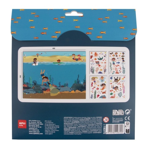 Naklejki wielokrotnego użytku z planszą Apli Kids - Ocean tył opakowania