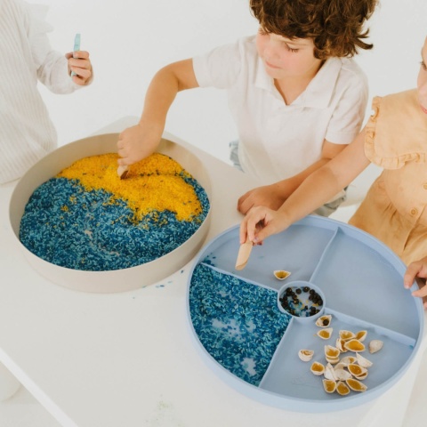 Niebieska tacka sensoryczna Jellystone Play Tray 2w1 piasek i muszelki