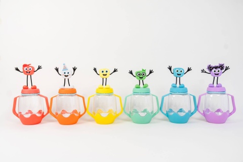 Pomarańczowy słoik sensoryczny Glo Pals do napełnienia wodą świecące postacie