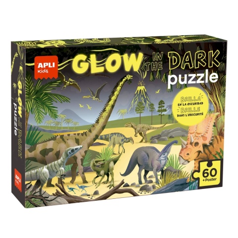 Puzzle Apli Kids świecące w ciemności - Dinozaury 4+ - opakowanie