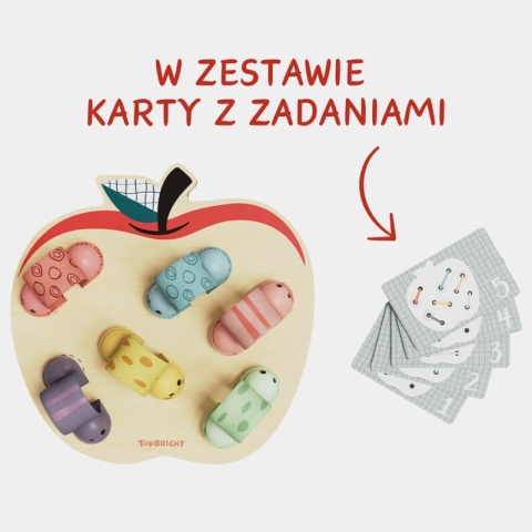 Robaczki w jabłuszku gra logiczna Topbright karty z zadaniami
