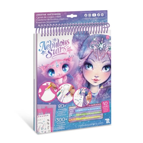 Stars Szkicownik zestaw kreatywny z kredkami, szablonami i naklejkami - Nebulous Stars - Nebulia - rozm. M