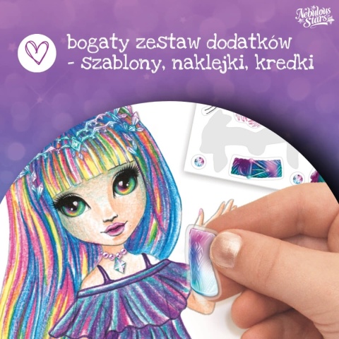 Szkicownik do projektowania ubrań z kredkami i naklejkami - Nebulous Stars - Isadora szablony