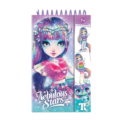 Szkicownik do projektowania ubrań z kredkami i naklejkami - Nebulous Stars - Isadora przód