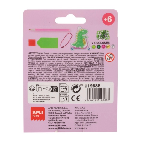 Zestaw do robienia diamentowych breloczków Apli Kids - Dinozaur tyl opakowania