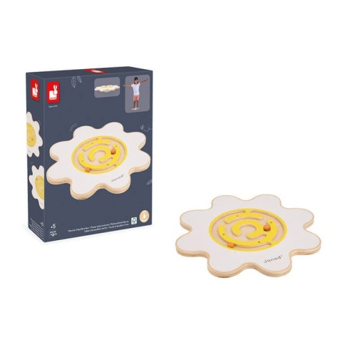 Deska do balansowania z labiryntem Janod Kwiat Sweet Cocoon przy opakowaniu