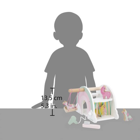 Drewaniany domek jednorożców Janod z akcesoriami Jednorożce wysokość