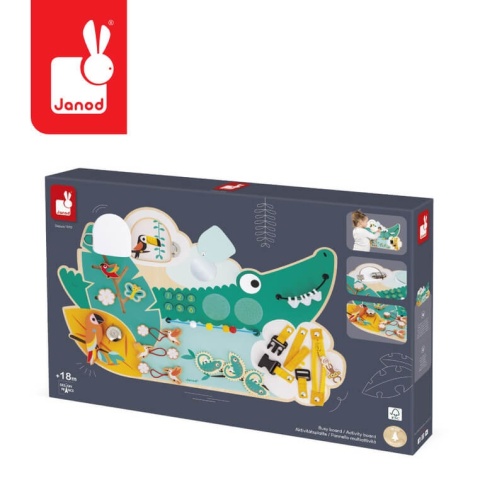 Drewniana tablica manipulacyjna Janod Krokodyl Tropik w opakowaniu
