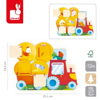 Drewniana tablica szukaj i znajdź Janod Traktor Farma