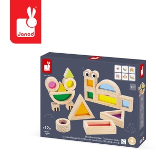 Drewniane klocki sensoryczne Janod przeźroczyste